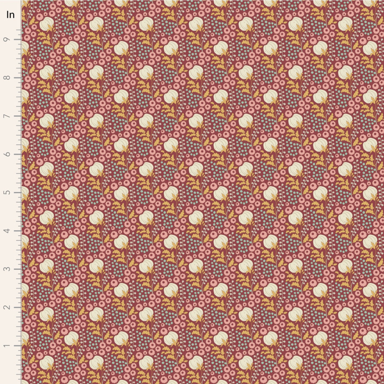 Tilda Patchwork Stoff Baumwolle - Sanctuary - Cottonfield Maroon